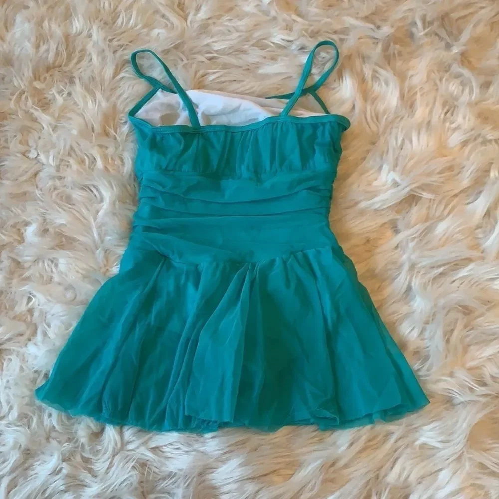 Body Wrappers P735 Dance Skate dress camisole gathered mesh skirt overlay